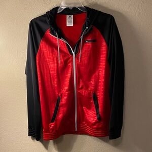 adidas Men's Red and Black Lightweight Zip Hoodie Jacket
